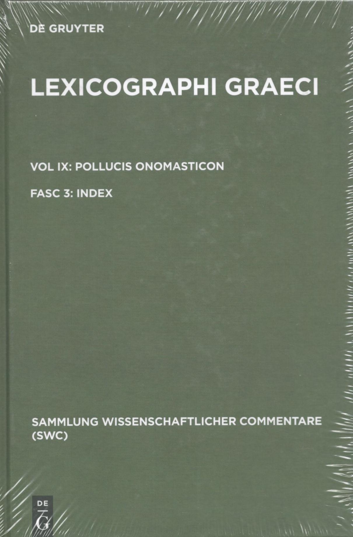 VOL. IX: POLLUCIS ONOMASTICON FASC 3: INDEX